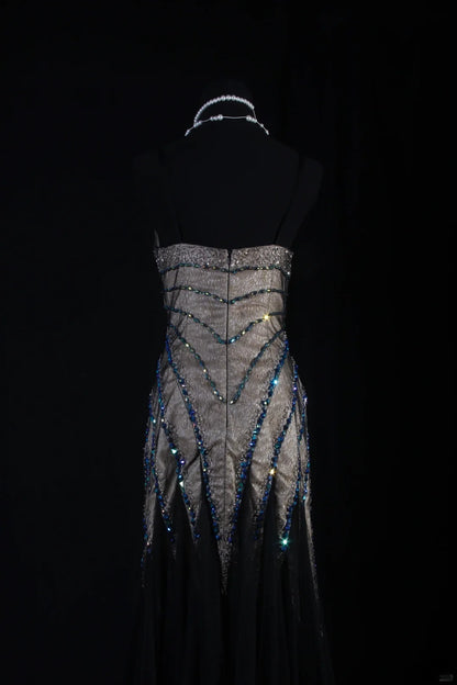 Retro Vintage 1960s Style Formal Mermaid Sweetheart Black Tulle With Beads Long Prom Dresses Party Formal Gowns AS145