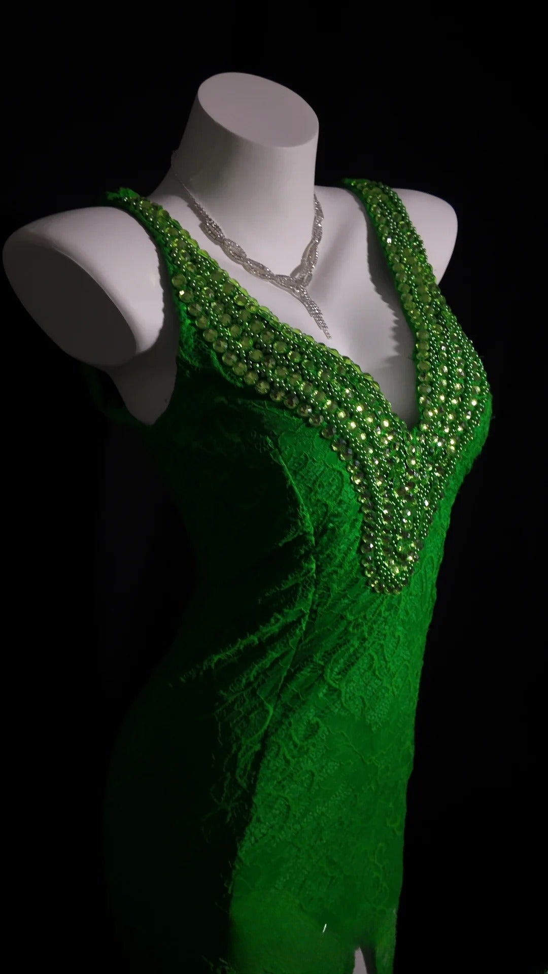 Green Prom Dress Inspo Mermaid V Neck Lace Slit Modest Long Formal Party Gown RB9941