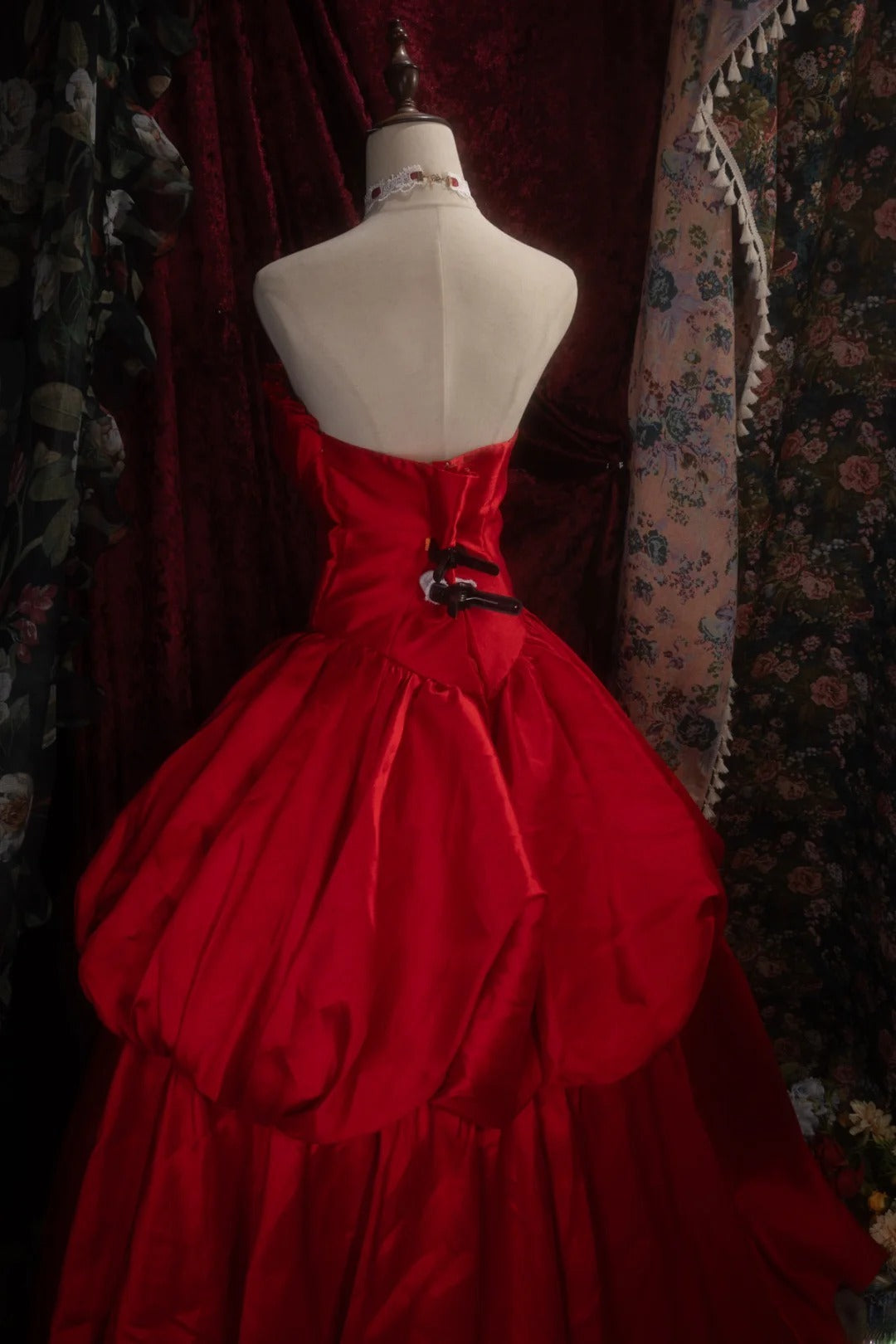 Dreamy Princess Ball Gown Formal Events Strapless Red With 3D Flowers Quince Dress Quinceanera Dresses Birthday Outfits RB8285