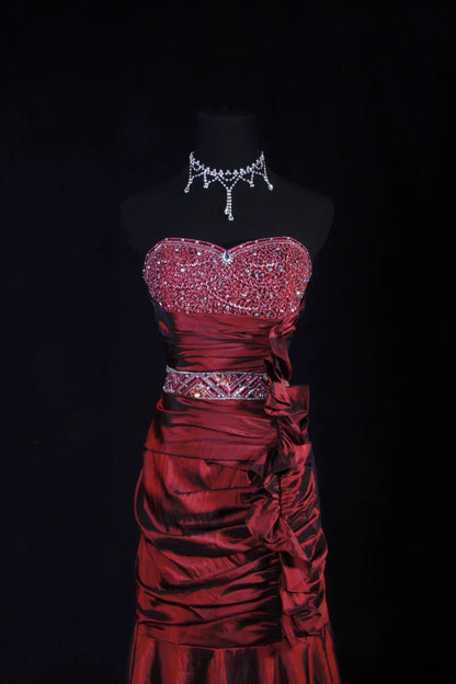 Retro Vintage 1960s Style Formal Mermaid Sweetheart Burgundy Wine Red With Beads Long Prom Dresses Party Formal Gowns AS148