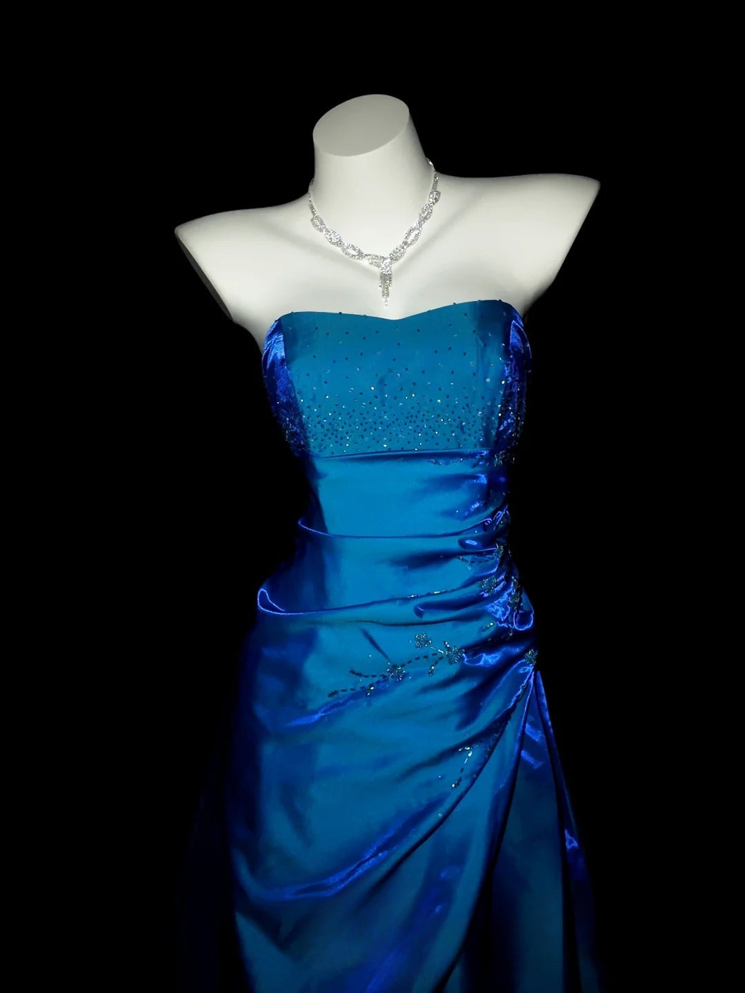 Blue Prom Dress Ball Gown Strapless With Beading Floor Length Formal Party Gown RB9943