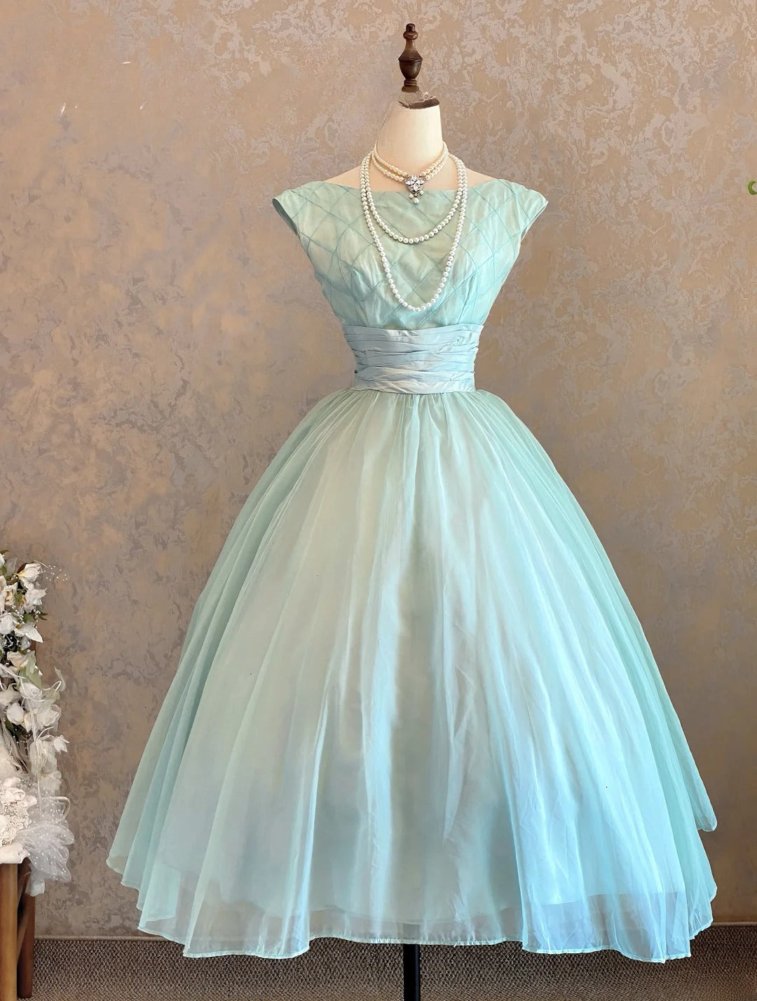 Cute Ball Gown Scoop Mint Green Chiffon Mid Length Party Dresses Homecoming Cocktail Gown RB9102
