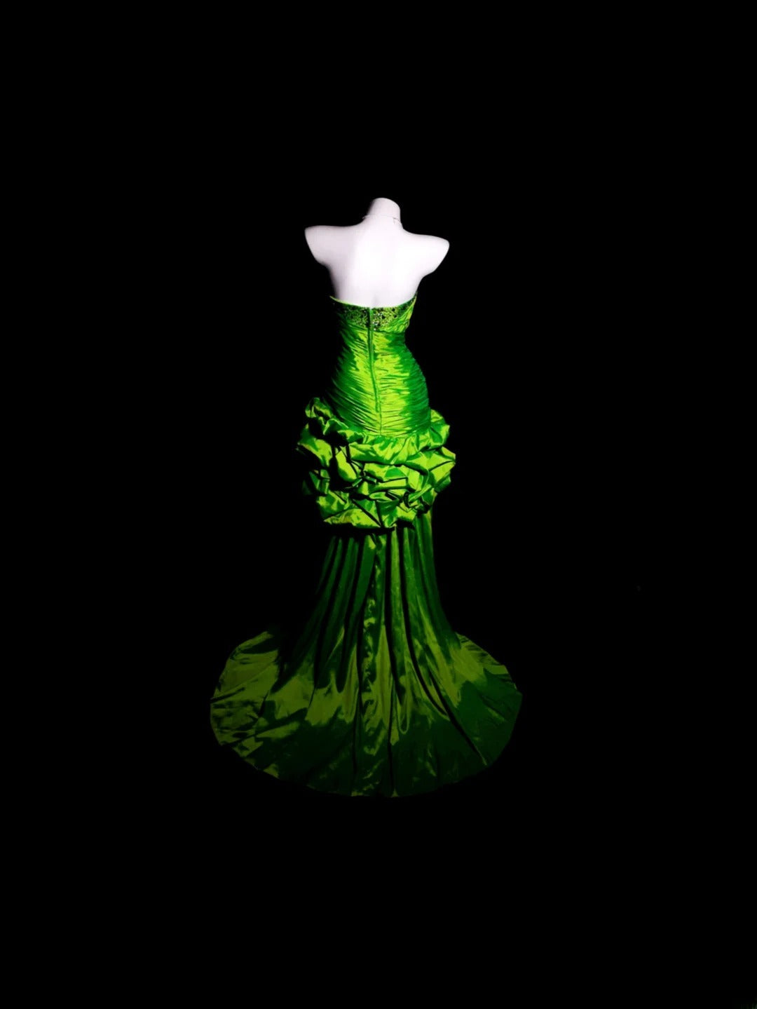 Green Prom Dress High Low Sweetheart Satin With Tiered Formal Party Gown RB9944