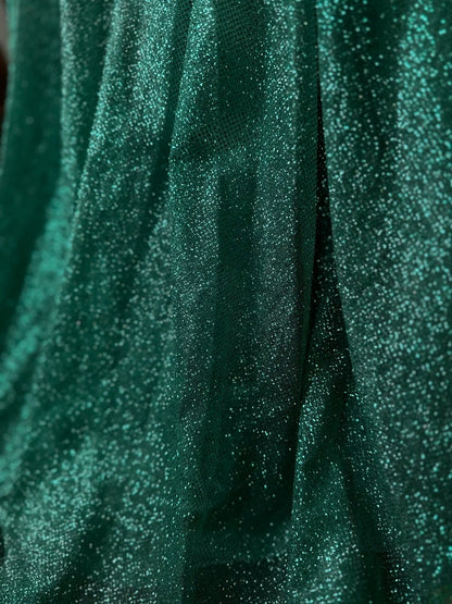 Classy Prom Dresses Ball Gown Off The Shoulder Dark Green With Long Sleeves Gold Lace Tulle Formal Outfits RB5959