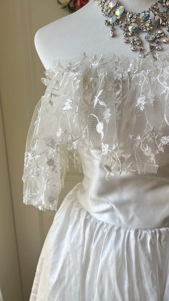 Chic Wedding Dress A line Off The Shoulder Short White Lace Summer Bridal Gown RC0515