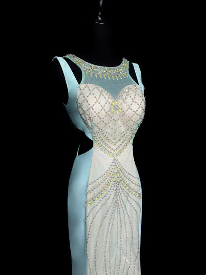 Classy Prom Dresses Mermaid Jewel Neck White Tulle With Crystals Long Party Gown Formal Outfits RB5964