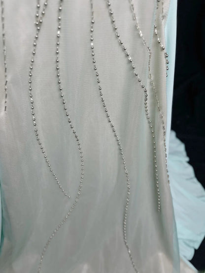 Classy Prom Dresses Mermaid Jewel Neck White Tulle With Crystals Long Party Gown Formal Outfits RB5964