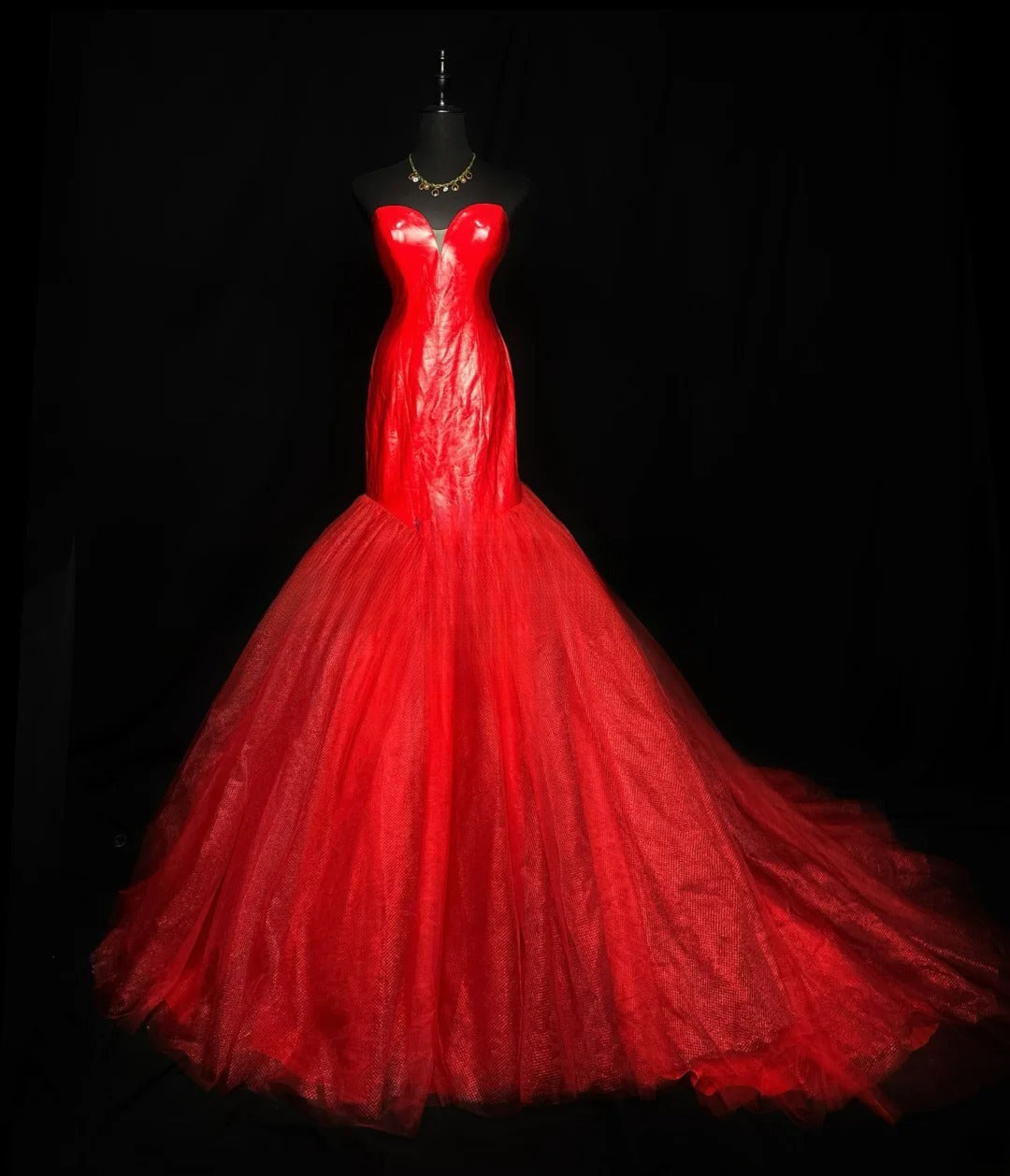 Classy Prom Dresses Mermaid Sweetheart Red Long Party Gown Tulle Formal Outfits RB5962