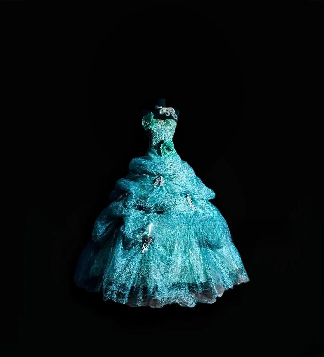 Modest Ball Gown Strapless Tulle Blue Long Quinceañera Dress Moda 2000 15 Quinceanera Dresses Ideas Sweet 16 Outfits RB7141