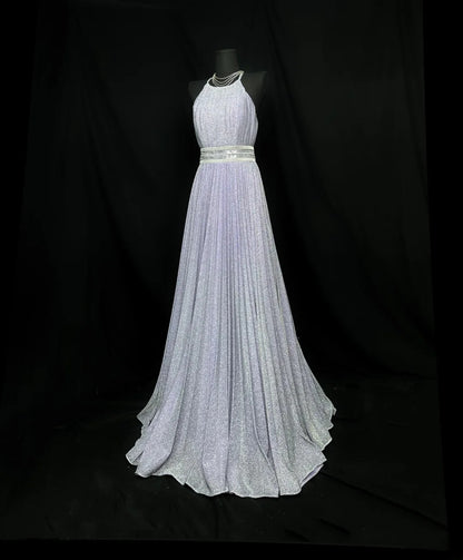 Sparkly Prom Dresses A line Scoop Sleeveless With Ruffled Long Formal Outfits RB5966