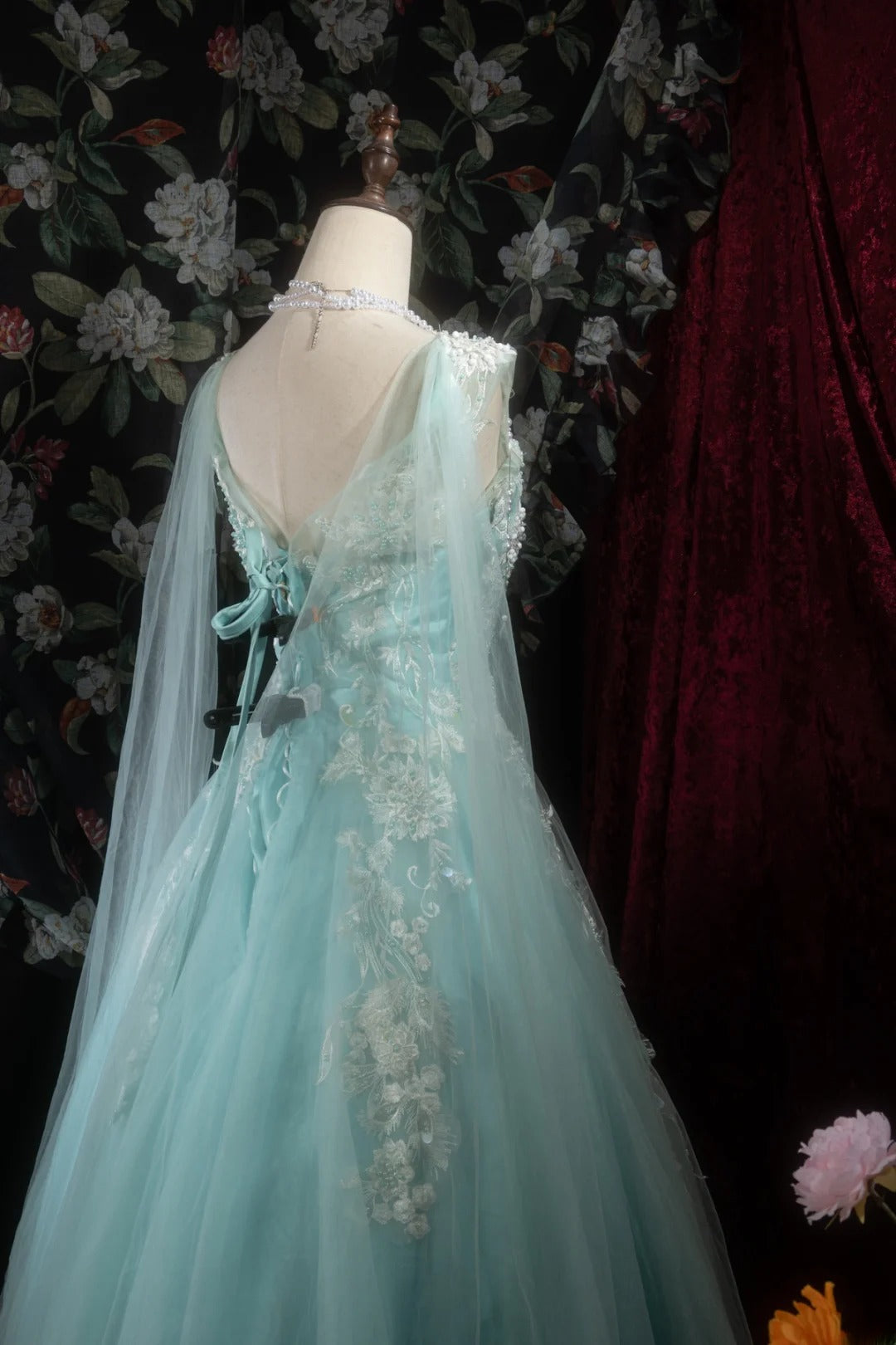 Dreamy Princess Ball Gown Formal Events Scoop Blue With 3D Appliqued Quince Dress Quinceanera Dresses Birthday Outfits RB8293