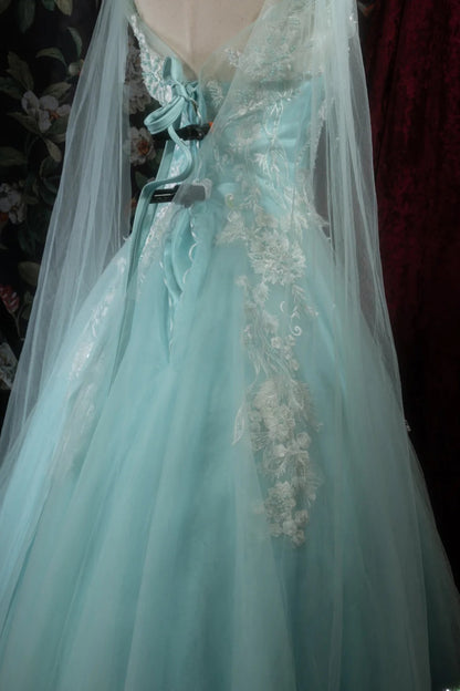 Dreamy Princess Ball Gown Formal Events Scoop Blue With 3D Appliqued Quince Dress Quinceanera Dresses Birthday Outfits RB8293