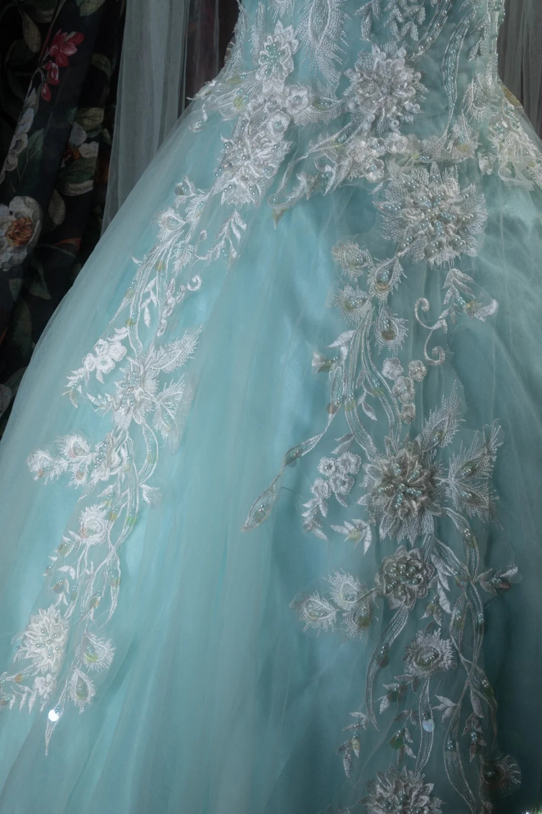 Dreamy Princess Ball Gown Formal Events Scoop Blue With 3D Appliqued Quince Dress Quinceanera Dresses Birthday Outfits RB8293
