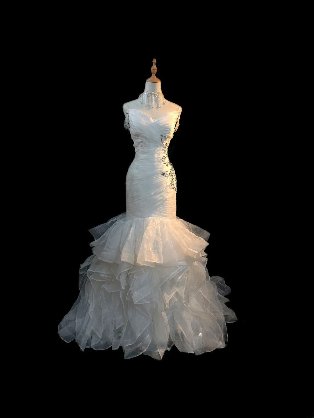 Vintage Princess Wedding Dress Mermaid Sweetheart White With Beading Brides Gown Long Bridal Dress RB5812