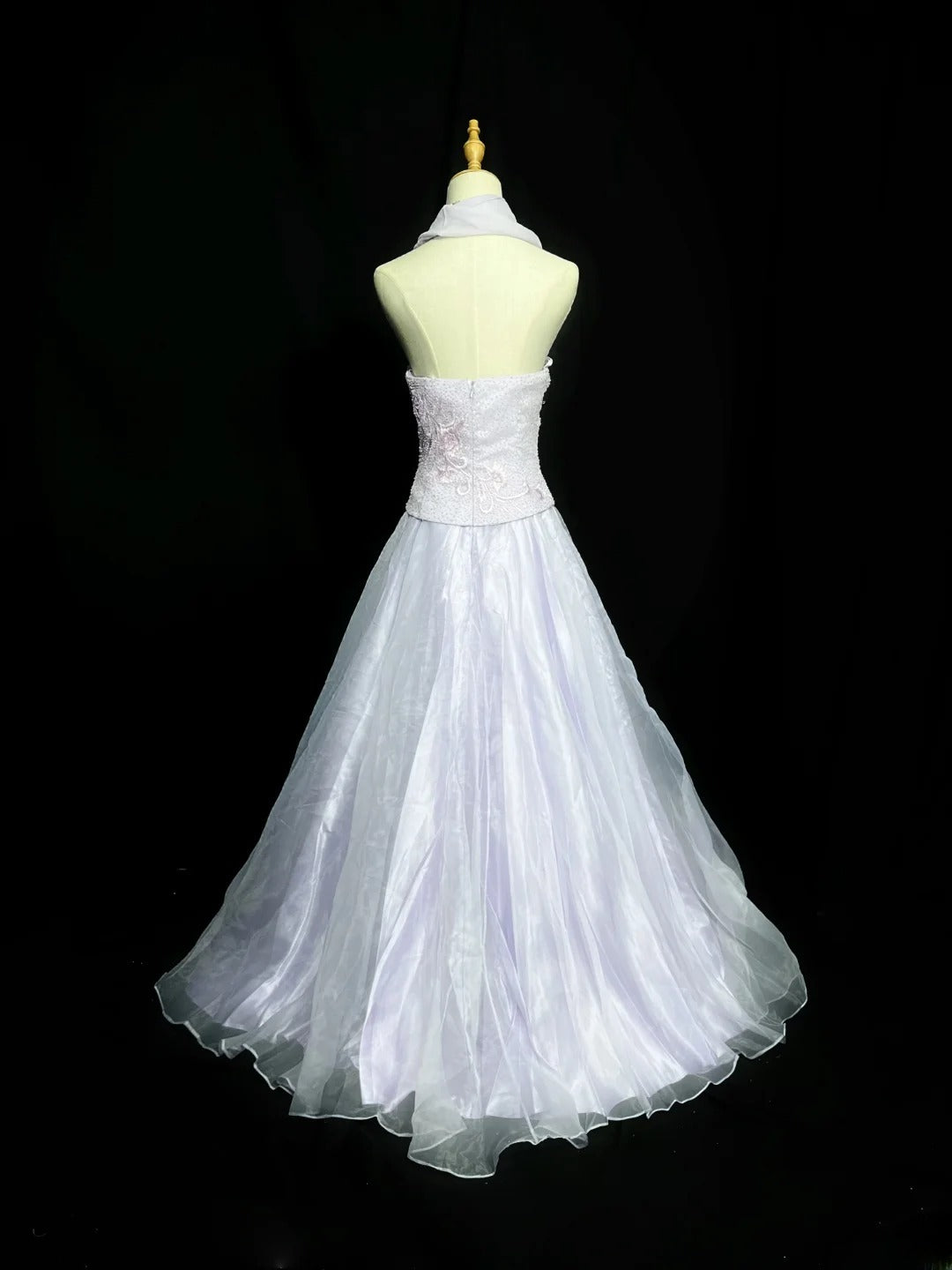 Classy Prom Dresses Ball Gown Strapless Lilac Tulle With Embroidery Scarf Long Party Gown Formal Outfits RB5968