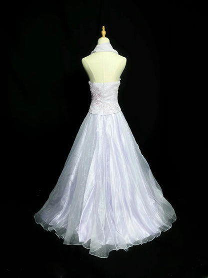 Classy Prom Dresses Ball Gown Strapless Lilac Tulle With Embroidery Scarf Long Party Gown Formal Outfits RB5968