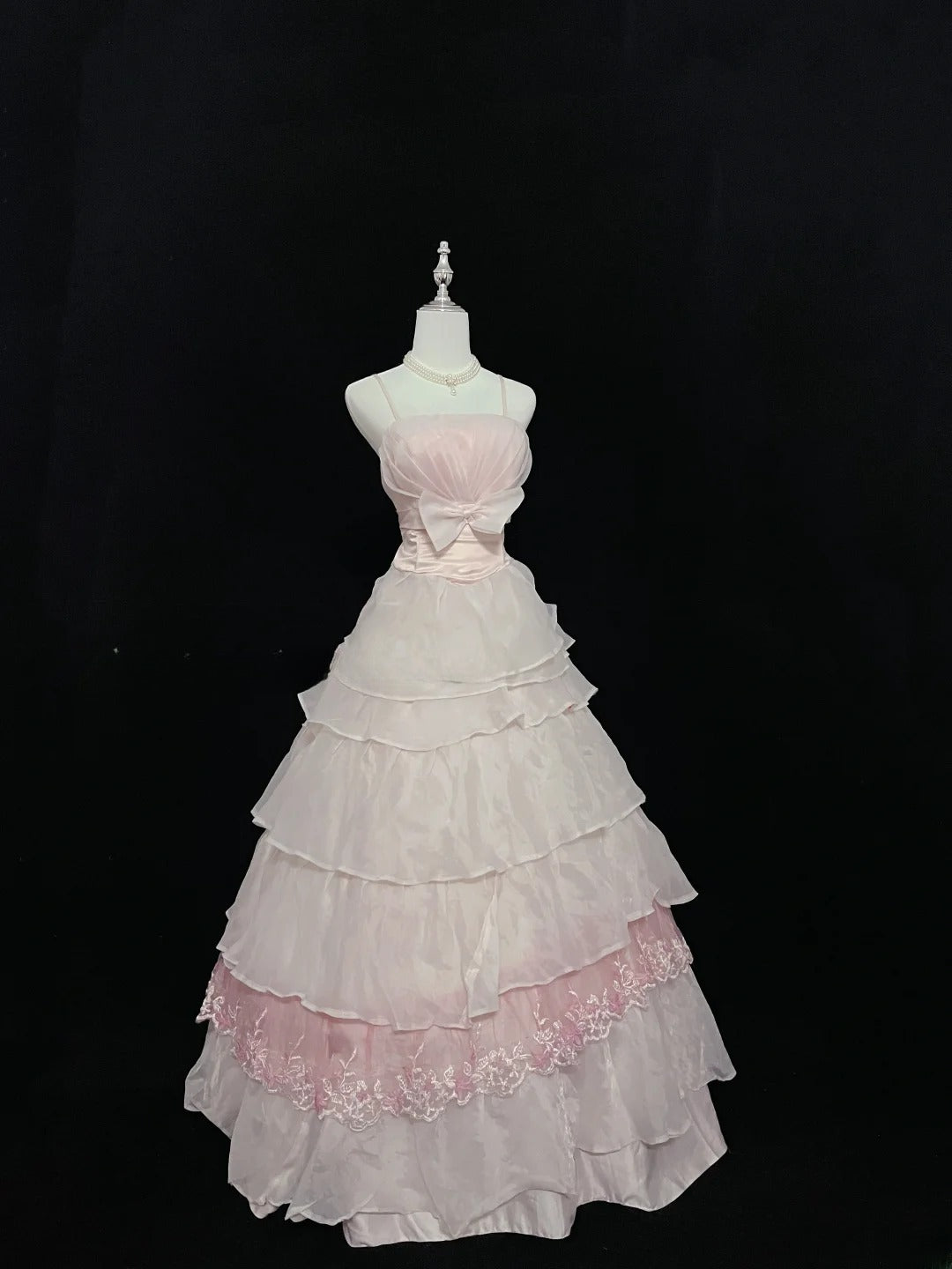 Vintage Ball Gown Spaghetti Straps Pink Chiffon With Appliqued Lace Long Prom Dress Formal Outfits Party Dresses RB7540