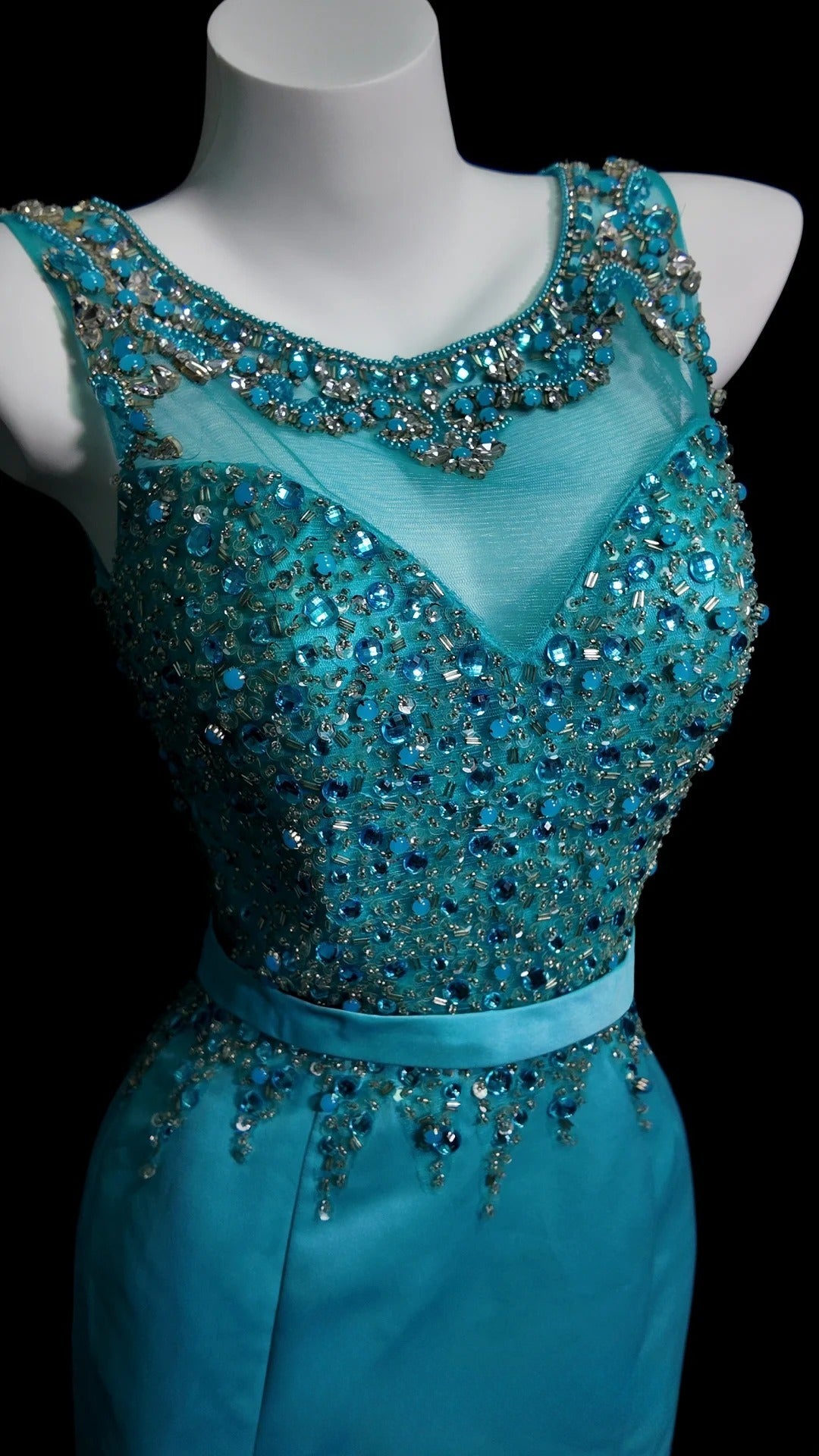 Prom Dresses Mermaid Scoop Satin With Beading Floor Length Formal Party Gown RB9952
