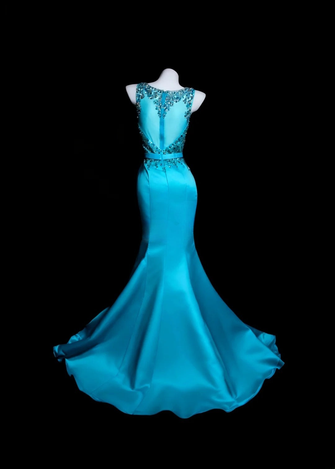 Prom Dresses Mermaid Scoop Satin With Beading Floor Length Formal Party Gown RB9952
