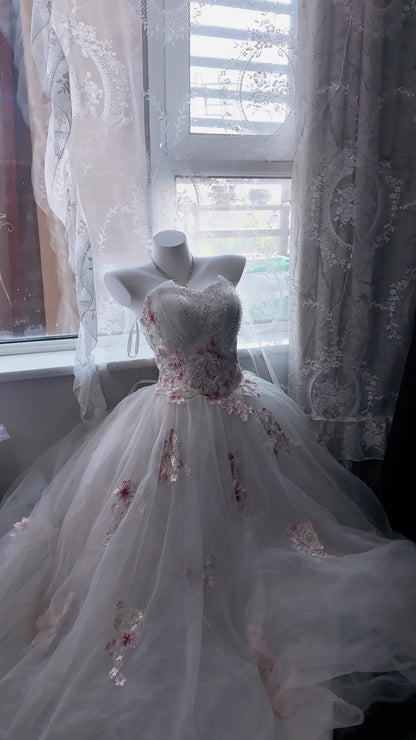 Sweet 16 Dress Sweetheart Tulle Pink Appliques Sleeveless Ball Gown With Beading Sweet Sixteen Dress RB9953