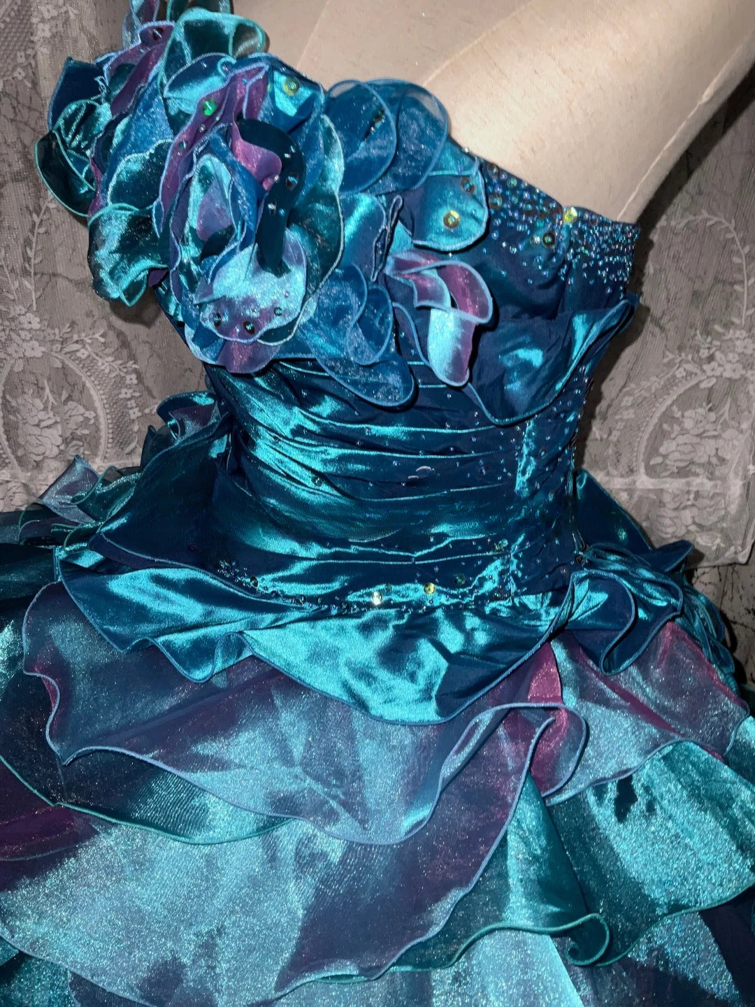 Sweet 16 Dress Blue Strapless Sleeveless Ball Gown With Tiered Layers Sweet Sixteen Dress RB9955