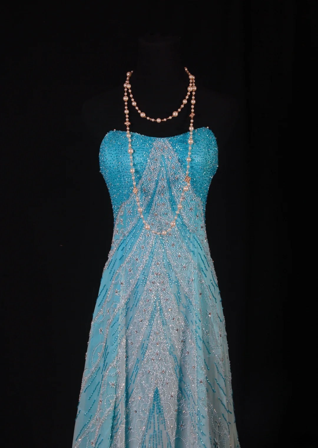 Sparkly Prom Dresses Aesthetic A line Strapless Blue With Beads Inspo Impress Long Party Semi Formal Gown For Senior Teens High Schools AS163