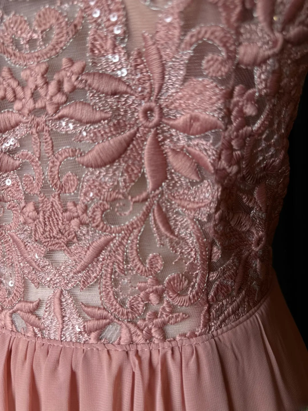Vintage Prom Dresses A line Spaghetti Strap Pink Chiffon Lace Long Party Gown Formal Outfits RB5972