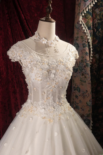 Dreamy Princess Ball Gown Formal Events Scoop Ivory With Beading Quince Dress Quinceanera Dresses Birthday Outfits RB8298