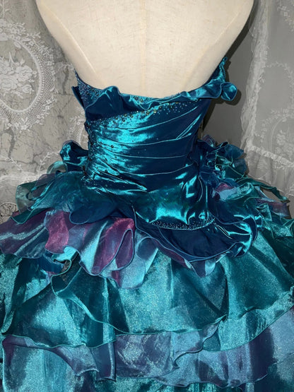 Sweet 16 Dress Blue Strapless Sleeveless Ball Gown With Tiered Layers Sweet Sixteen Dress RB9955