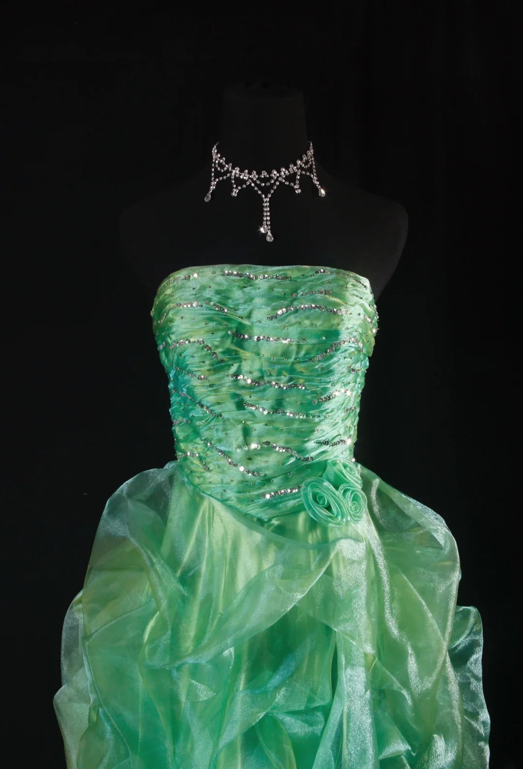 Chic Ball Gown Strapless Green Short 16th Birthday Dress Organza Homecoming Dresses Cocktail Gown AS165