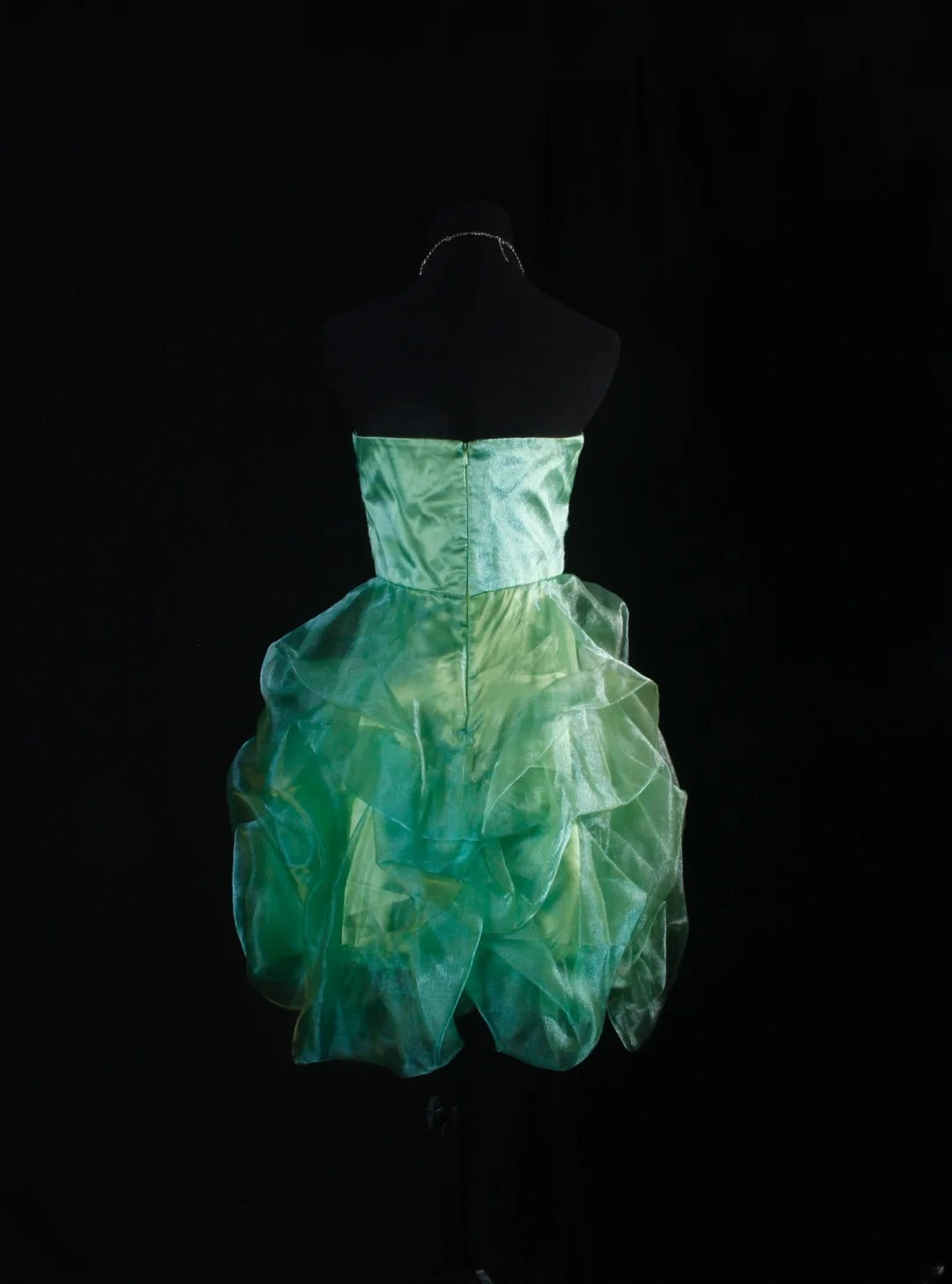 Chic Ball Gown Strapless Green Short 16th Birthday Dress Organza Homecoming Dresses Cocktail Gown AS165