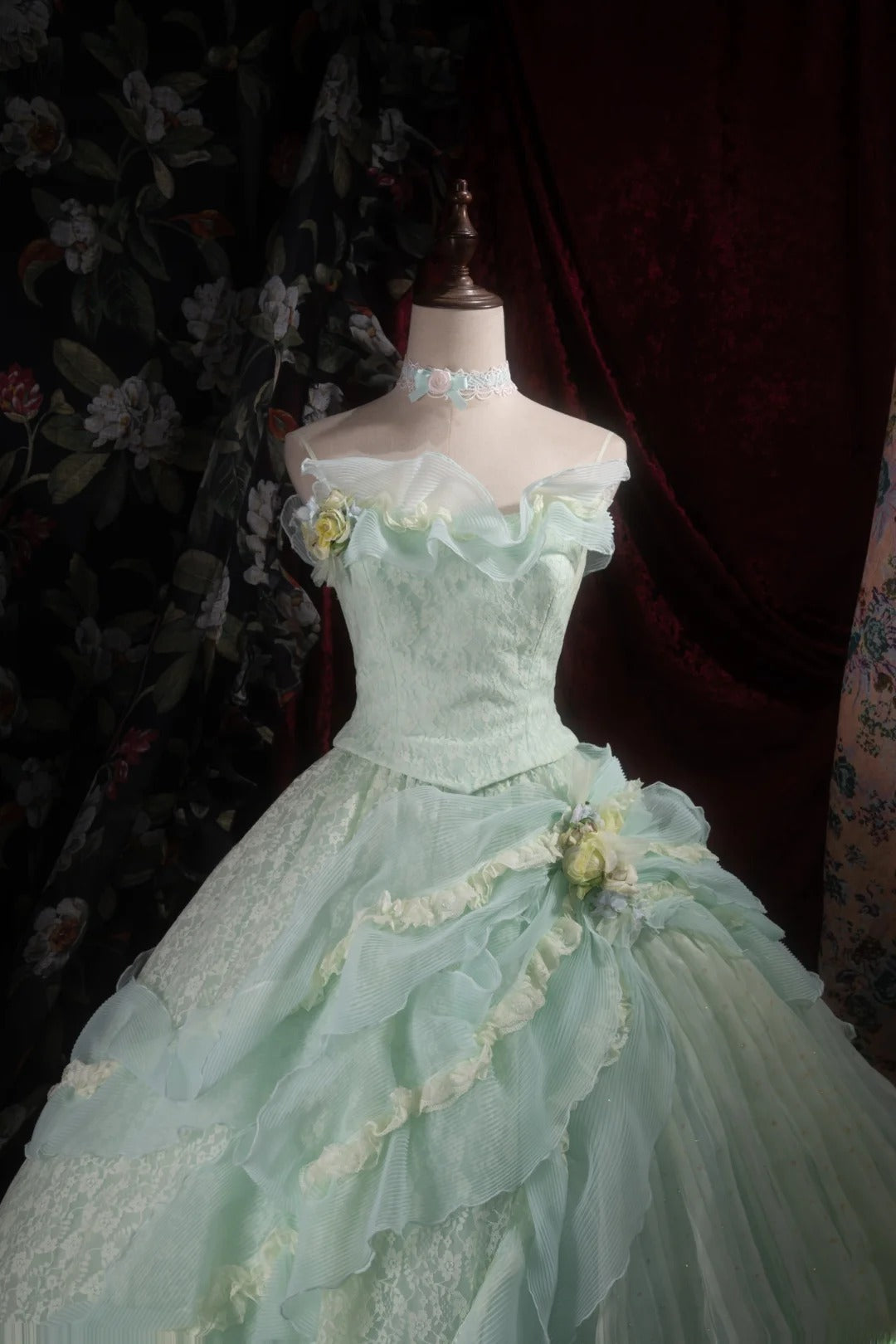 Dreamy Princess Ball Gown Formal Events Strapless Mint Green With Tiered Quince Dress Quinceanera Dresses Birthday Outfits RB8300
