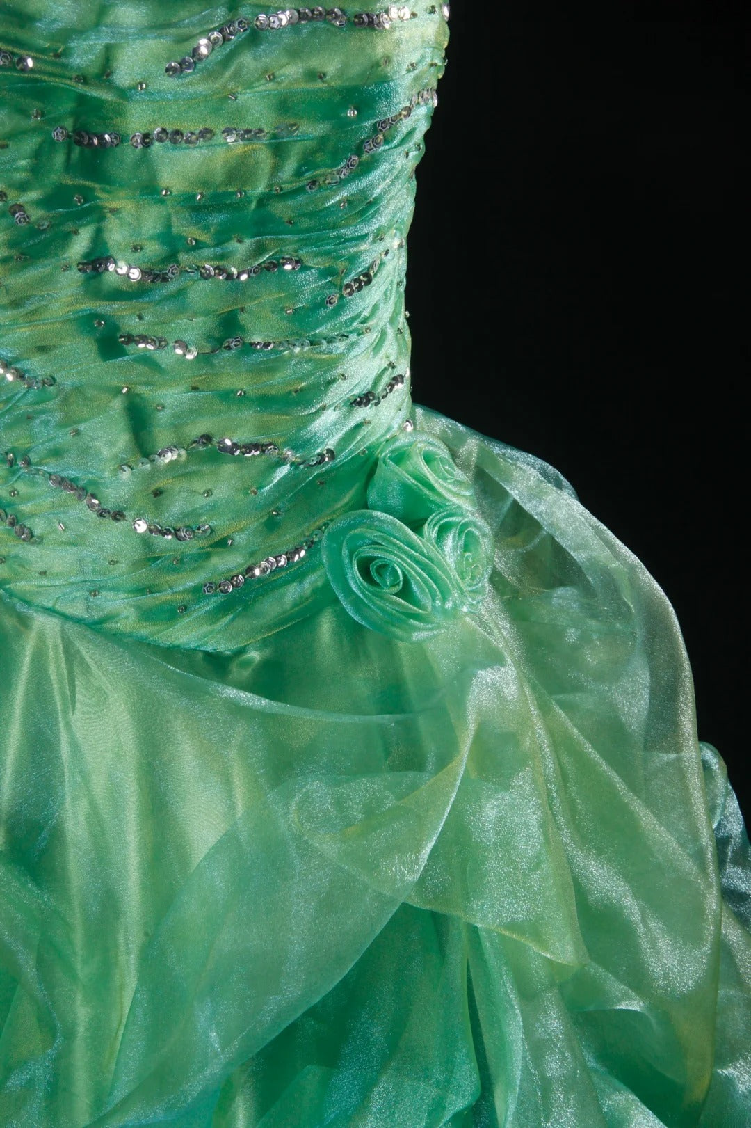 Chic Ball Gown Strapless Green Short 16th Birthday Dress Organza Homecoming Dresses Cocktail Gown AS165
