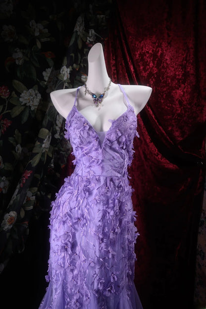 Charming Mermaid Halter Grape Tulle Backless With Appliqued Long Prom Dresses Formal Outfits Evening Dress RB8301