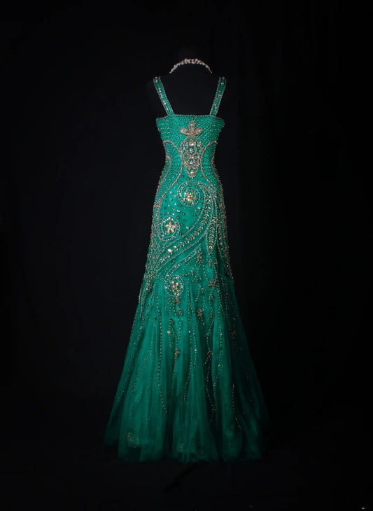 Vintage Prom Dresses Aesthetic Mermaid Sweetheart Green Semi Formal With Beads Inspo Impress Long Party Formal Gown For Teens High Schools AS167