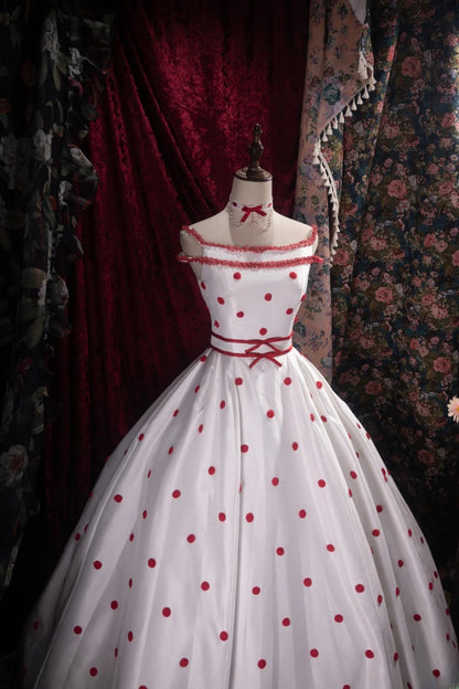 Dreamy Princess Ball Gown Formal Events Off The Shoulder White With Red Flowers Quince Dress Quinceanera Dresses Birthday Outfits RB8366