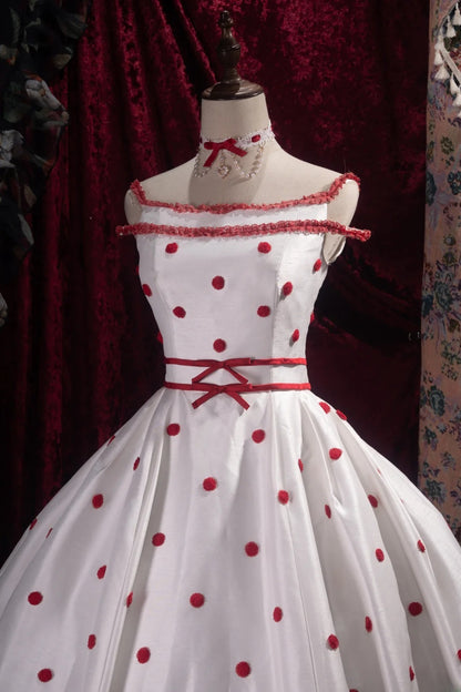 Dreamy Princess Ball Gown Formal Events Off The Shoulder White With Red Flowers Quince Dress Quinceanera Dresses Birthday Outfits RB8366