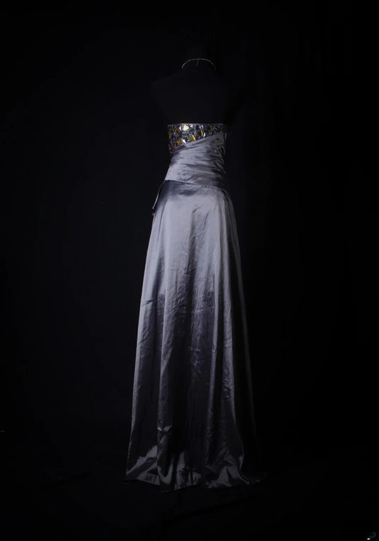 Sparkly Prom Dresses Aesthetic Sheath Strapless Gray With Beads Inspo Party Semi Formal Gown For Senior Teens High Schools AS168