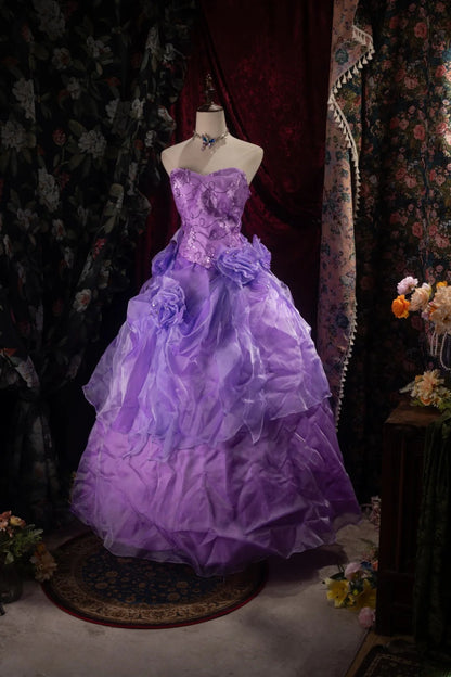 Dreamy Princess Ball Gown Formal Events Sweetheart Purple With Tiered Quince Dress Quinceanera Dresses Birthday Outfits RB8367