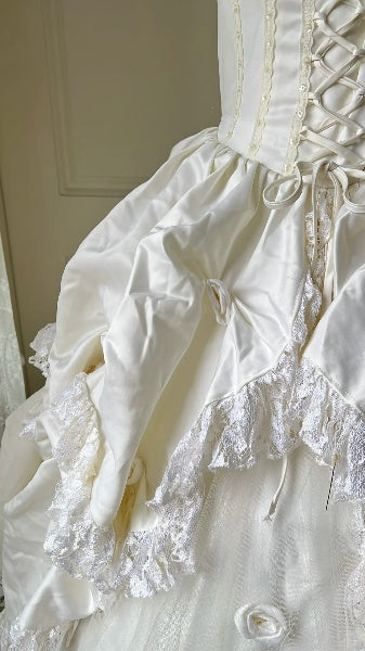 Chic Wedding Dress Ball Gown Square Neck White Tulle With Short Sleeves Summer Bridal Gown RC0532