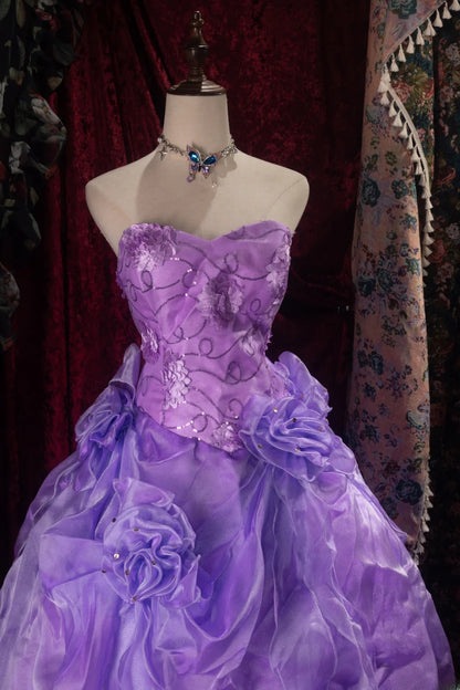 Dreamy Princess Ball Gown Formal Events Sweetheart Purple With Tiered Quince Dress Quinceanera Dresses Birthday Outfits RB8367