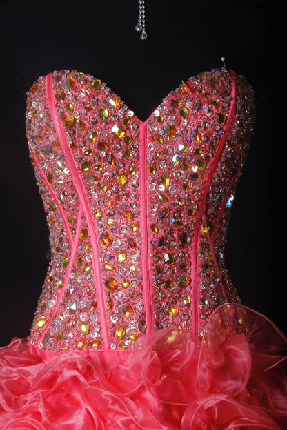 Sparkly Prom Dresses Aesthetic High Low Sweetheart Pink Tiered With Beads Inspo Party Semi Formal Gown For Senior Teens High Schools AS169