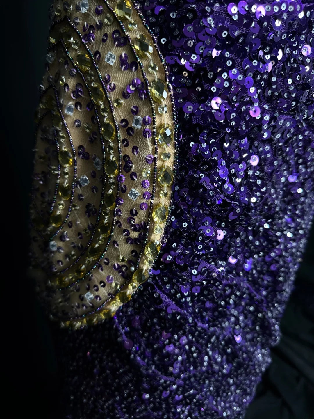 Sparkly Prom Dresses Mermaid One Shoulder Sequin Purple With Beads Sleeveless Long Formal Outfits RB5978