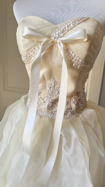 Elegant Sweet 16 Dress Long Sweetheart Yellow Ball Gown Sweet Sixteen Party Birthday Dresses RC0533