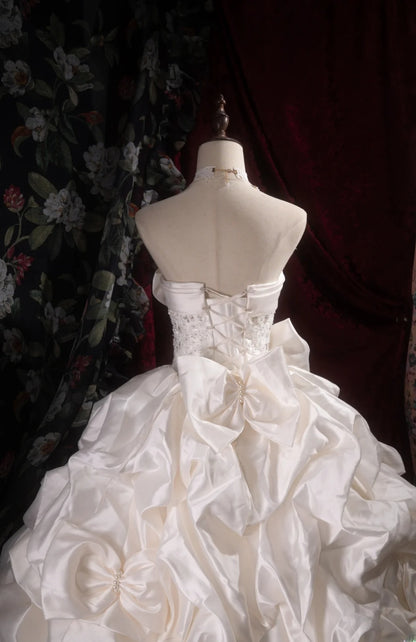 Cute Princess Ball Gown Formal Events Strapless Taffeta White With Tiered Quince Dress Quinceanera Dresses Birthday Outfits RB8368