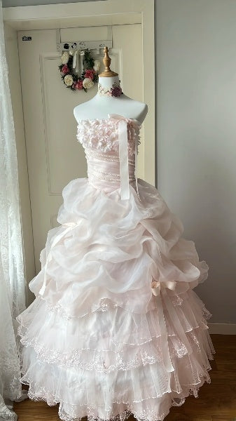 Elegant Sweet 16 Dress Long Strapless Light Pink Ball Gown Sweet Sixteen Party Birthday Dresses RC0534