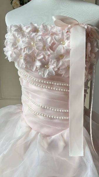 Elegant Sweet 16 Dress Long Strapless Light Pink Ball Gown Sweet Sixteen Party Birthday Dresses RC0534
