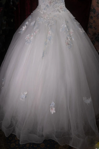 Cute Princess Ball Gown Formal Events Off The Shoulder Gray White With Lace Quince Dress Quinceanera Dresses Birthday Outfits RB8370