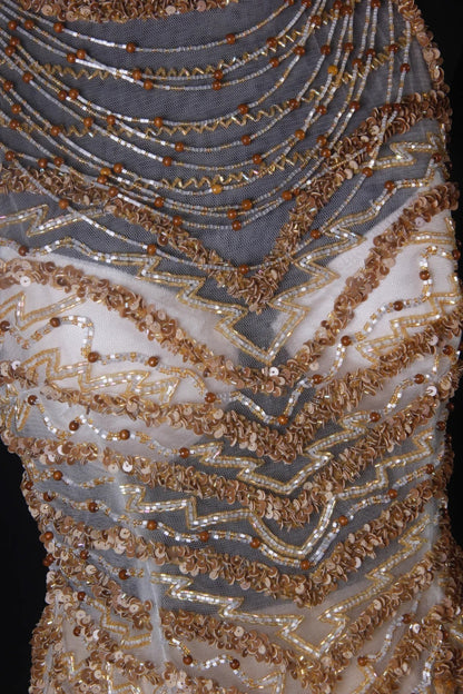 Sparkly Prom Dresses Aesthetic A Line Scoop Neck Champagne Chiffon With Beads Inspo Party Semi Formal Gown For Senior Teens High Schools AS174