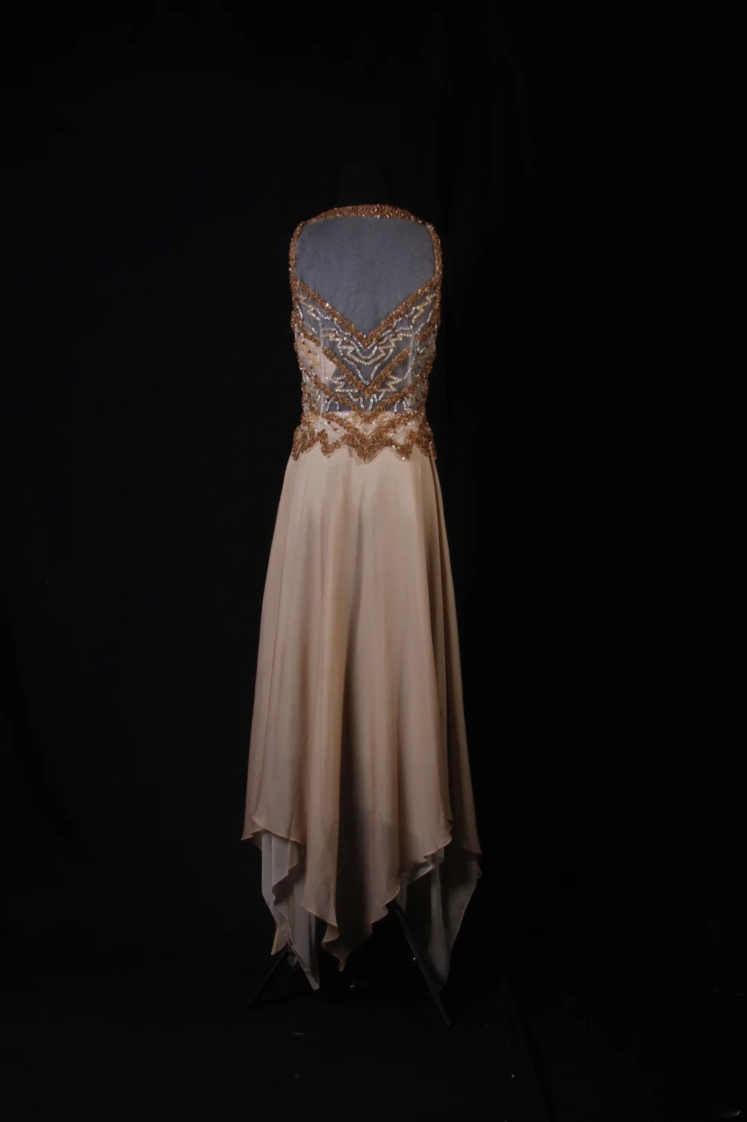 Sparkly Prom Dresses Aesthetic A Line Scoop Neck Champagne Chiffon With Beads Inspo Party Semi Formal Gown For Senior Teens High Schools AS174